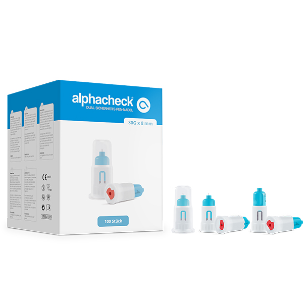 alphacheck DUAL Sicherheits-Pen-Nadel 30G x 8 mm