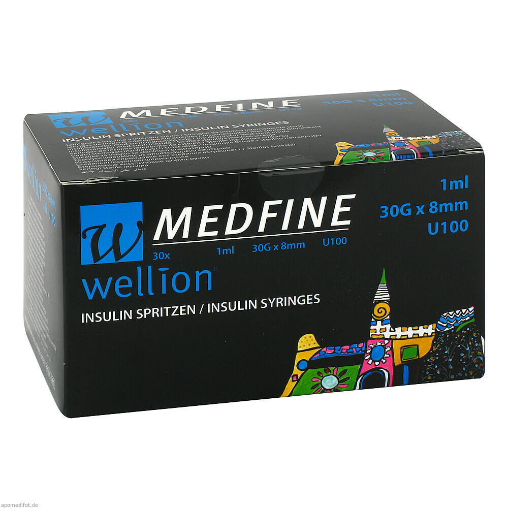 Wellion MEDFINE Insulinspritzen 1ml U100 30Gx8mm