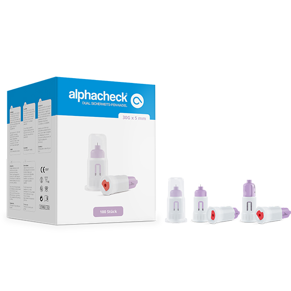 alphacheck DUAL Sicherheits-Pen-Nadel 30G x 5 mm